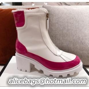 Top Quality Gucci Shell Leather Wool Warm Short Boots 120516 White/Pink