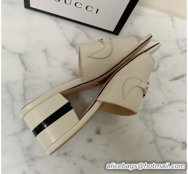 Good Product Gucci Zumi Leather Slide Sandals 602415 White 