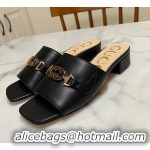 Affordable Price Gucci Zumi Leather 25mm Slide Sandals 602415 Black