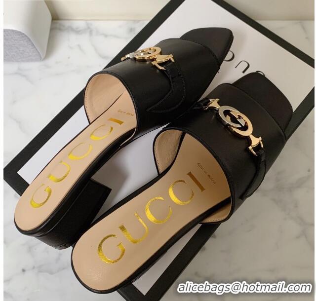 Affordable Price Gucci Zumi Leather 25mm Slide Sandals 602415 Black