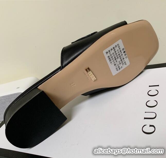 Affordable Price Gucci Zumi Leather 25mm Slide Sandals 602415 Black