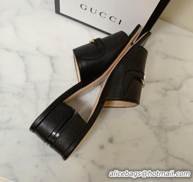 Affordable Price Gucci Zumi Leather 25mm Slide Sandals 602415 Black