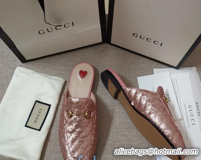 Top Quality Gucci Sequins Slipper 010915 Pink