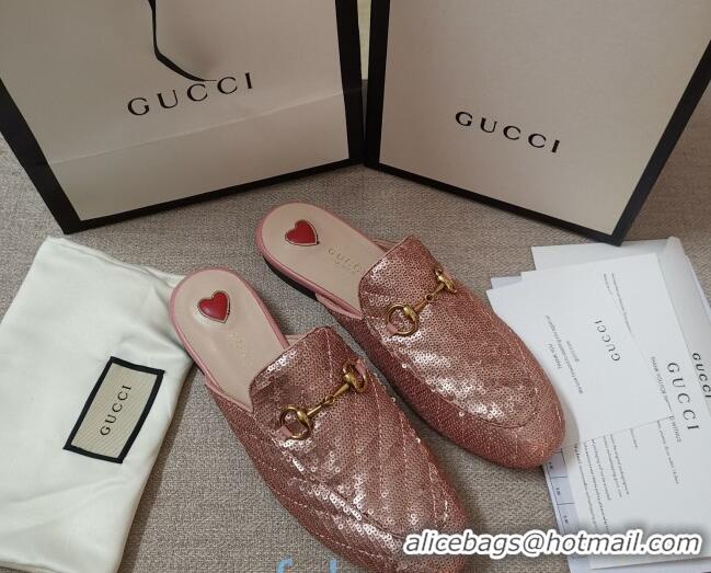 Top Quality Gucci Sequins Slipper 010915 Pink