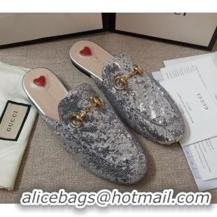 Duplicate Gucci Sequins Slipper 010915 Silver