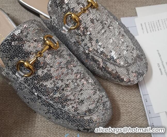 Duplicate Gucci Sequins Slipper 010915 Silver