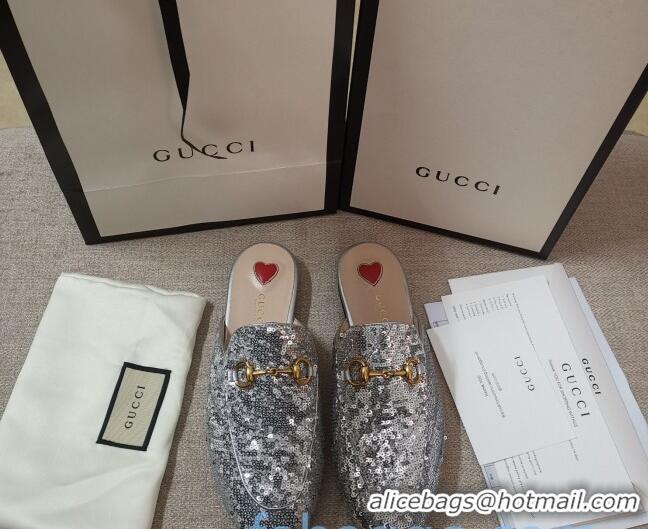 Duplicate Gucci Sequins Slipper 010915 Silver