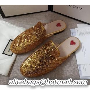 Best Price Gucci Sequins Slipper 010915 Gold