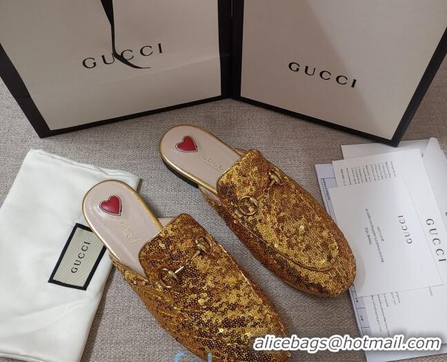 Best Price Gucci Sequins Slipper 010915 Gold