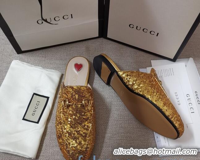 Best Price Gucci Sequins Slipper 010915 Gold