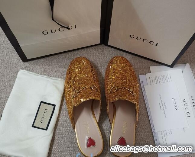 Best Price Gucci Sequins Slipper 010915 Gold