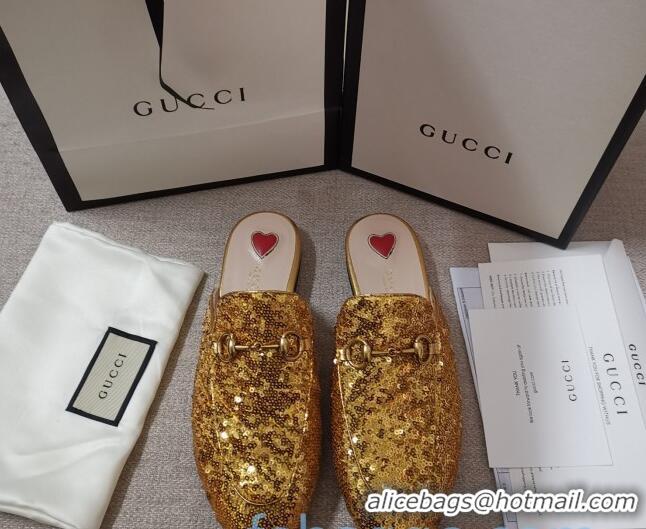 Best Price Gucci Sequins Slipper 010915 Gold