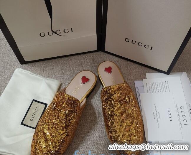 Best Price Gucci Sequins Slipper 010915 Gold