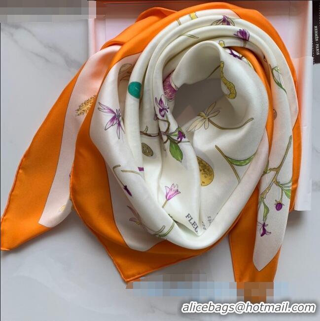 Cheap Price Hermes Knight Silk Twill Square Scarf 90x90cm H2938 Orange 2020