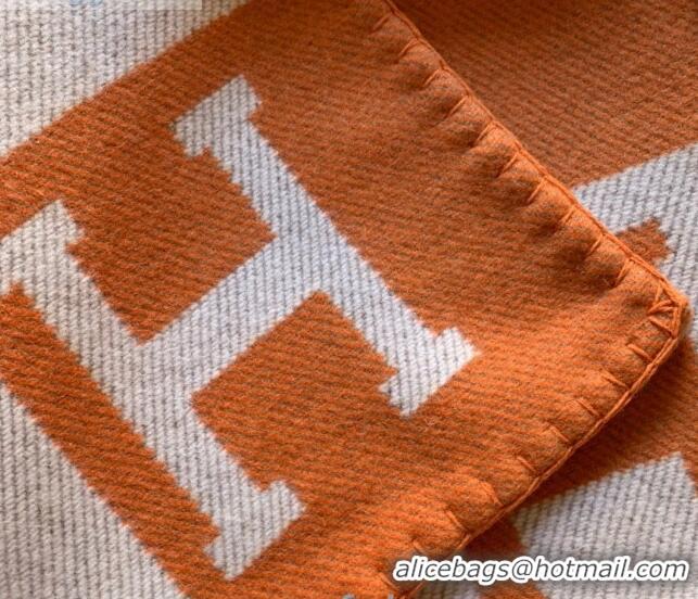 Promotional Hermes Classic Wool Cashmere Blanket 140x170cm H8501 Orange 2020