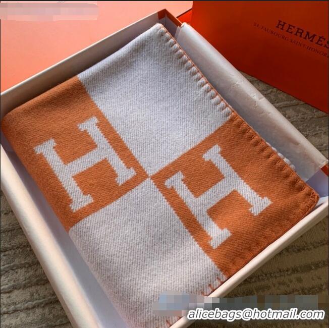 Promotional Hermes Classic Wool Cashmere Blanket 140x170cm H8501 Orange 2020