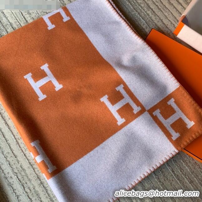 Promotional Hermes Classic Wool Cashmere Blanket 140x170cm H8501 Orange 2020