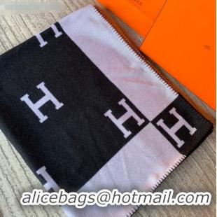 Top Quality Hermes Classic Wool Cashmere Blanket 140x170cm H8502 Black 2020