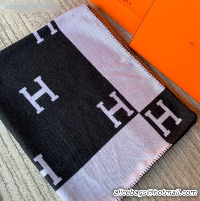 Top Quality Hermes Classic Wool Cashmere Blanket 140x170cm H8502 Black 2020