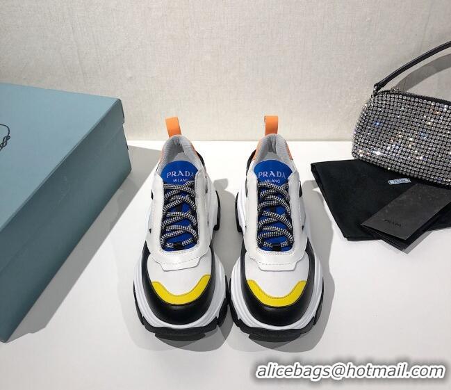 Low Price Prada Block Sneakers 061506 White/Blue/Yellow