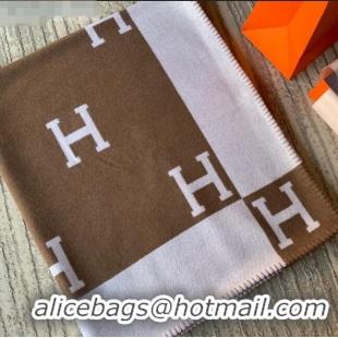 Promotional Hermes Classic Wool Cashmere Blanket 140x170cm H8504 Dark Brown 2020