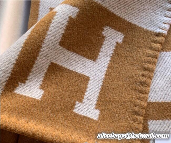 Top QualityHermes Classic Wool Cashmere Blanket 140x170cm H8505 Camel 2020