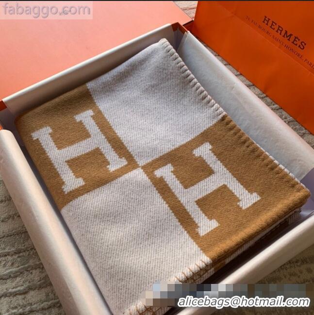 Top QualityHermes Classic Wool Cashmere Blanket 140x170cm H8505 Camel 2020