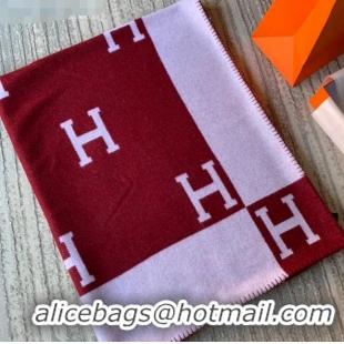 Discount Hermes Classic Wool Cashmere Blanket 140x170cm H8506 Burgundy 2020