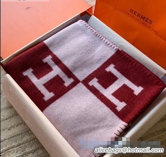 Discount Hermes Classic Wool Cashmere Blanket 140x170cm H8506 Burgundy 2020