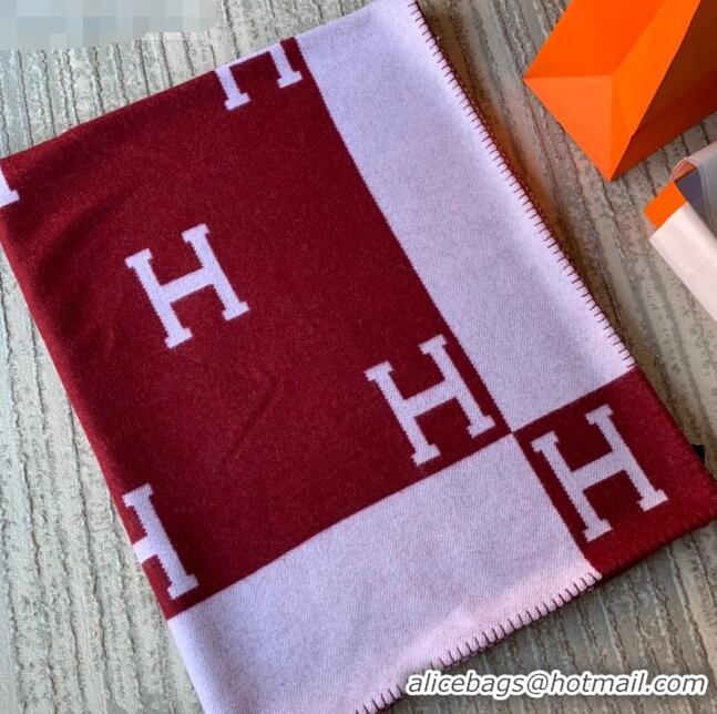 Discount Hermes Classic Wool Cashmere Blanket 140x170cm H8506 Burgundy 2020