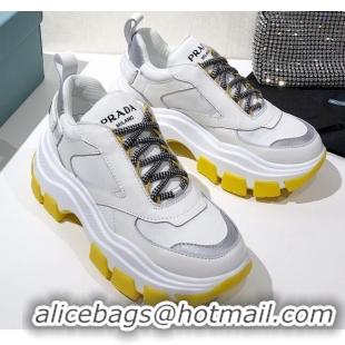 Popular Style Prada Block Sneakers 061506 White/Silver/Yellow