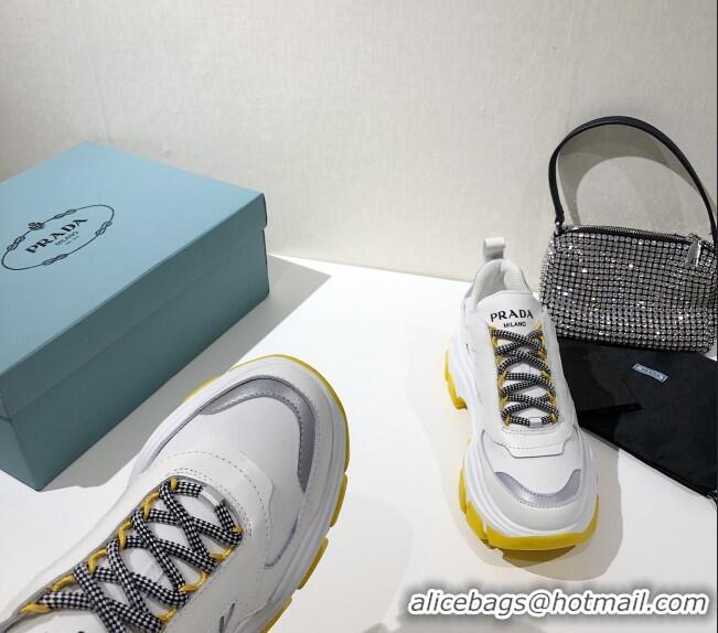 Popular Style Prada Block Sneakers 061506 White/Silver/Yellow