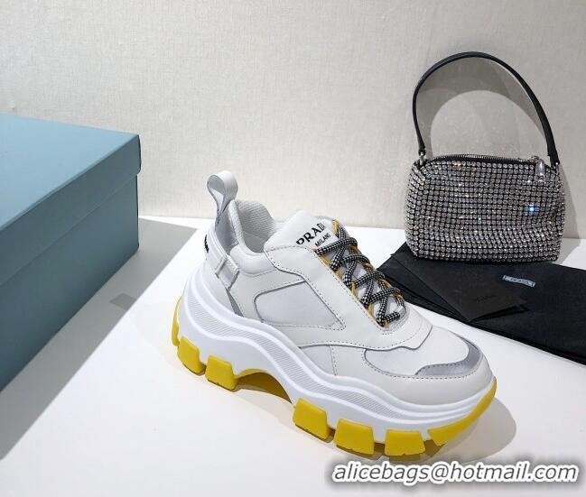 Popular Style Prada Block Sneakers 061506 White/Silver/Yellow