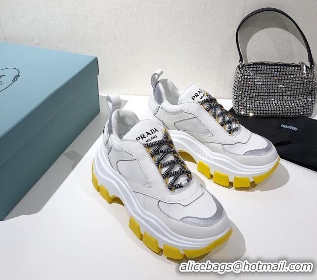 Popular Style Prada Block Sneakers 061506 White/Silver/Yellow