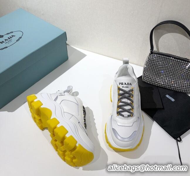 Popular Style Prada Block Sneakers 061506 White/Silver/Yellow