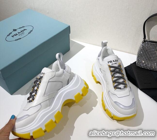 Popular Style Prada Block Sneakers 061506 White/Silver/Yellow