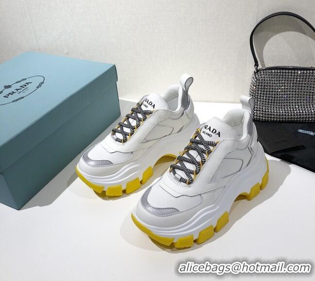 Popular Style Prada Block Sneakers 061506 White/Silver/Yellow