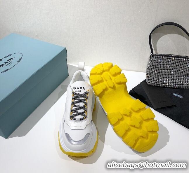 Popular Style Prada Block Sneakers 061506 White/Silver/Yellow