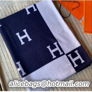 Buy Inexpensive Hermes Classic Wool Cashmere Blanket 140x170cm H8507 Navy Blue 2020