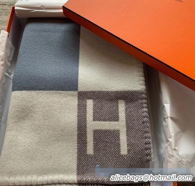 Best Price Hermes Avalon Wool Cashmere Blanket 140x170cm H8508 Blue/Grey 2020