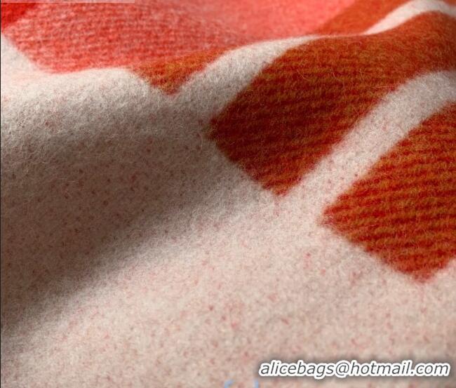 New Design Hermes Avalon Wool Cashmere Blanket 140x170cm H8509 Orange/Red 2020