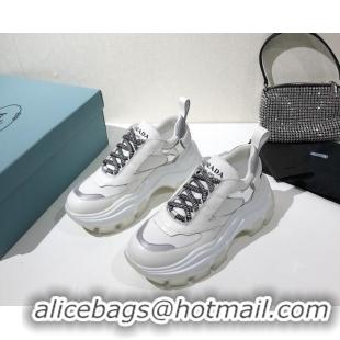 Top Quality Prada Block Sneakers 061506 White/Silver