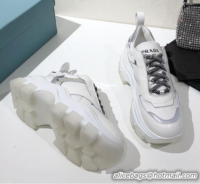 Top Quality Prada Block Sneakers 061506 White/Silver