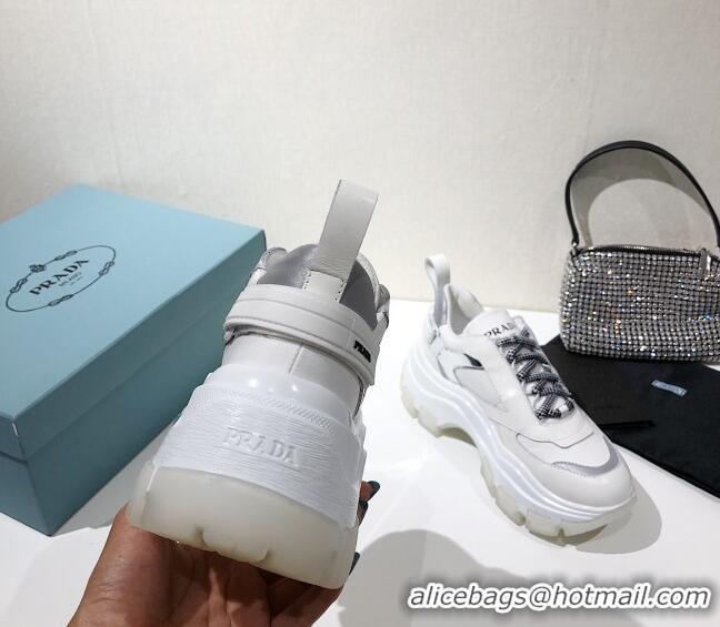 Top Quality Prada Block Sneakers 061506 White/Silver