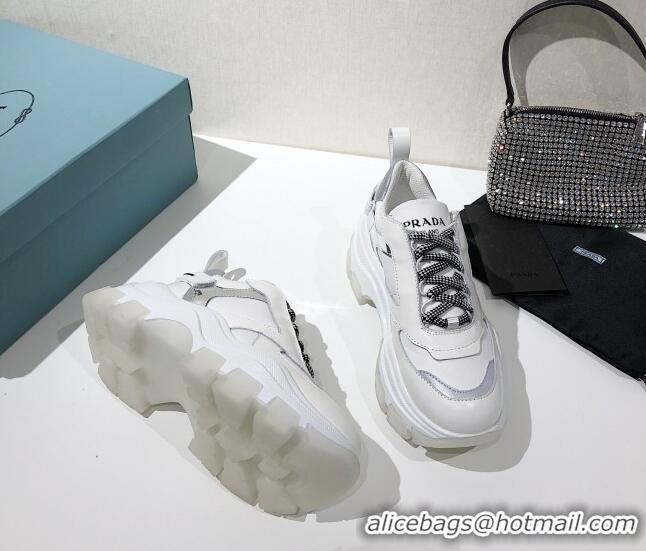 Top Quality Prada Block Sneakers 061506 White/Silver