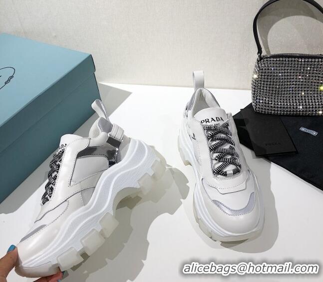 Top Quality Prada Block Sneakers 061506 White/Silver