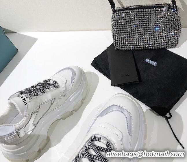 Top Quality Prada Block Sneakers 061506 White/Silver