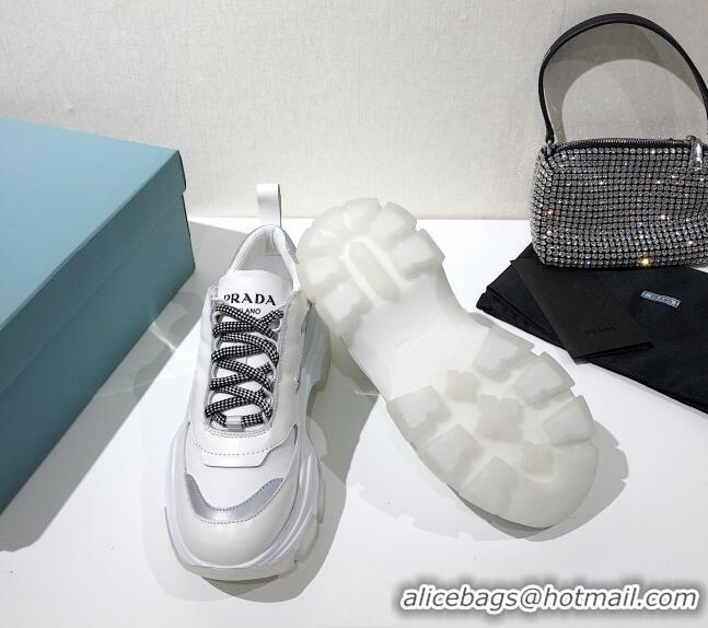 Top Quality Prada Block Sneakers 061506 White/Silver