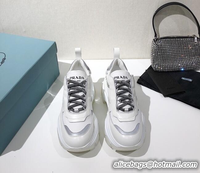 Top Quality Prada Block Sneakers 061506 White/Silver