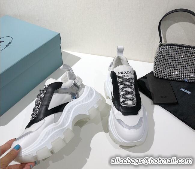 Good Product Prada Block Sneakers 061506 White/Black/Silver